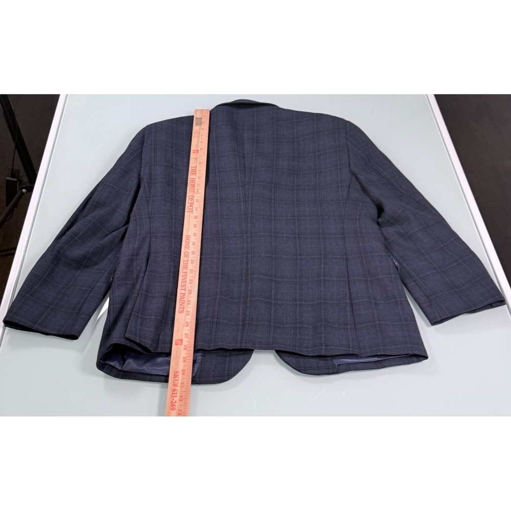 PRONTO UOMO Solid Blue 100% Wool Mens Windowpane Pattern Blazer - 44 Short - Picture 12 of 15